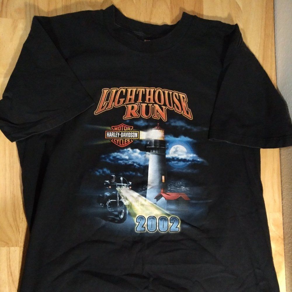 Vintage Harley Davidson Lighthouse Run 2002 T-Shirt